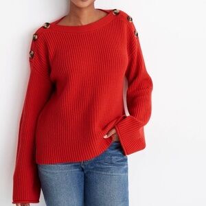 MADEWELL Calloway Boatneck Pullover Sweater in Red size Medium